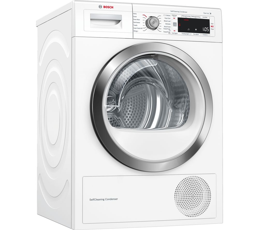 BOSCH Serie 8 WTW87561GB 9 kg Condenser Tumble Dryer - White, White