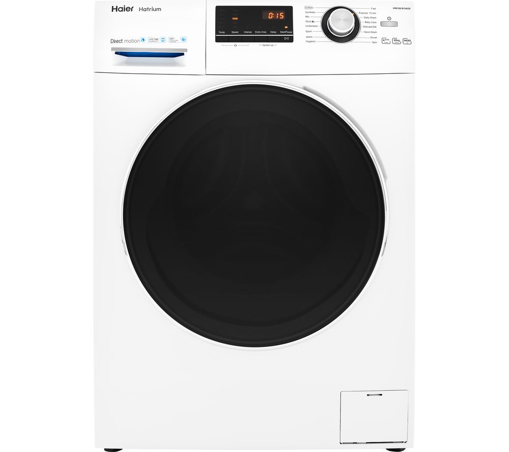 Haier HW100-B14636 10 kg 1400 Spin Washing Machine - White, White