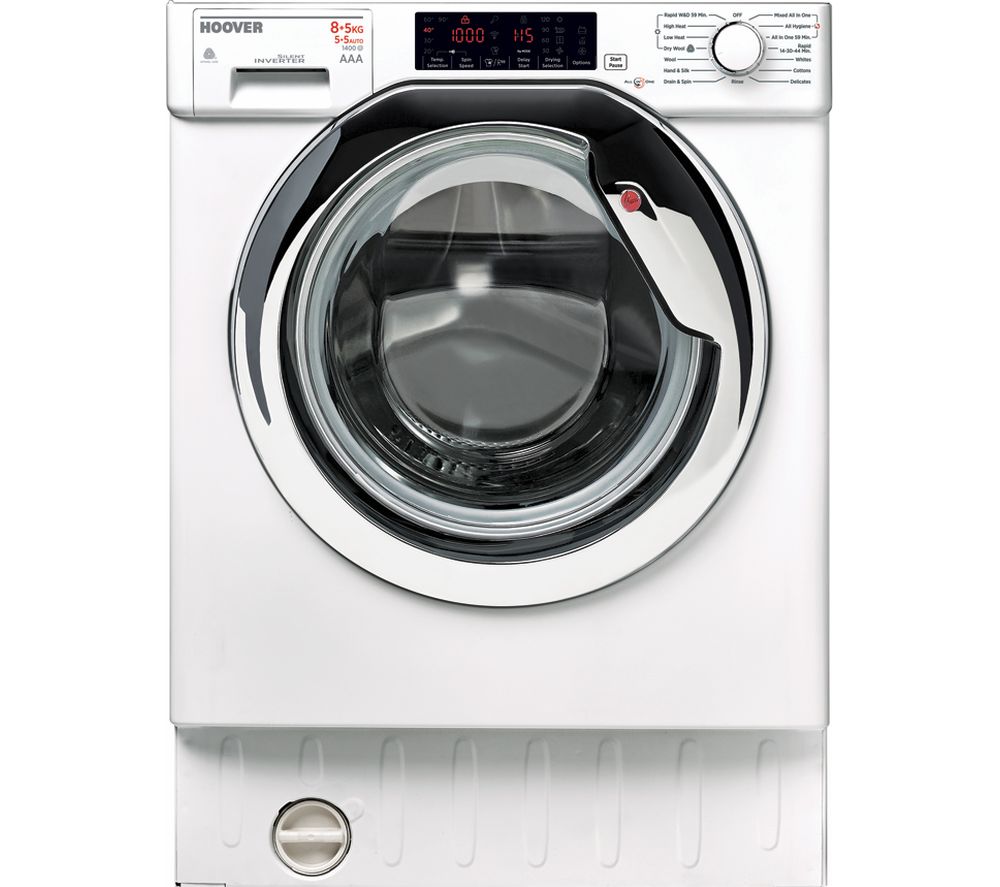 HOOVER HBWD 8514TAHC Integrated 8 kg Washer Dryer - White, White