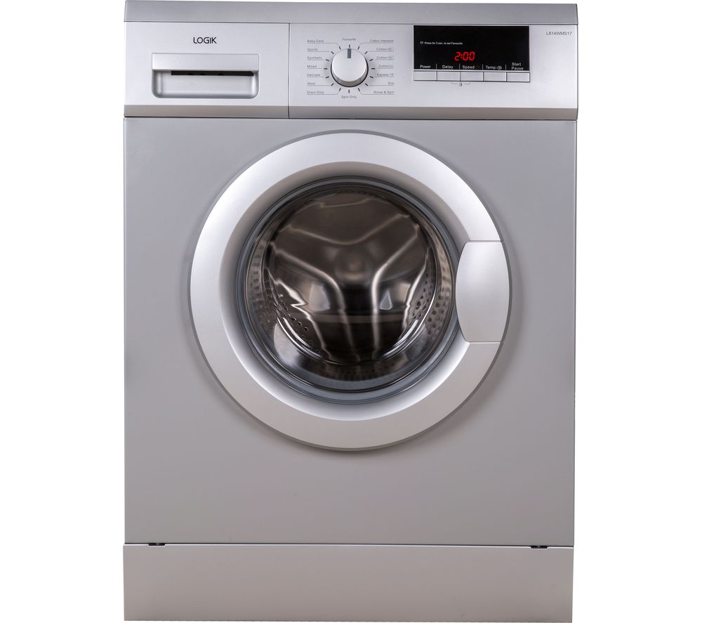 Logik L814WMS17 8 kg 1400 Spin Washing Machine - Silver, Silver
