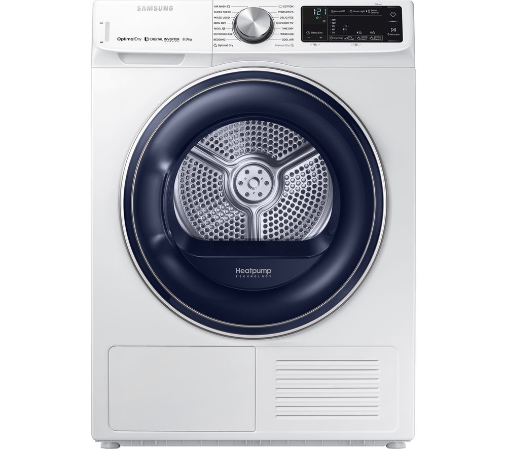 Samsung Tumble Dryer DV80N62532W Smart 8 kg Heat Pump - White, White