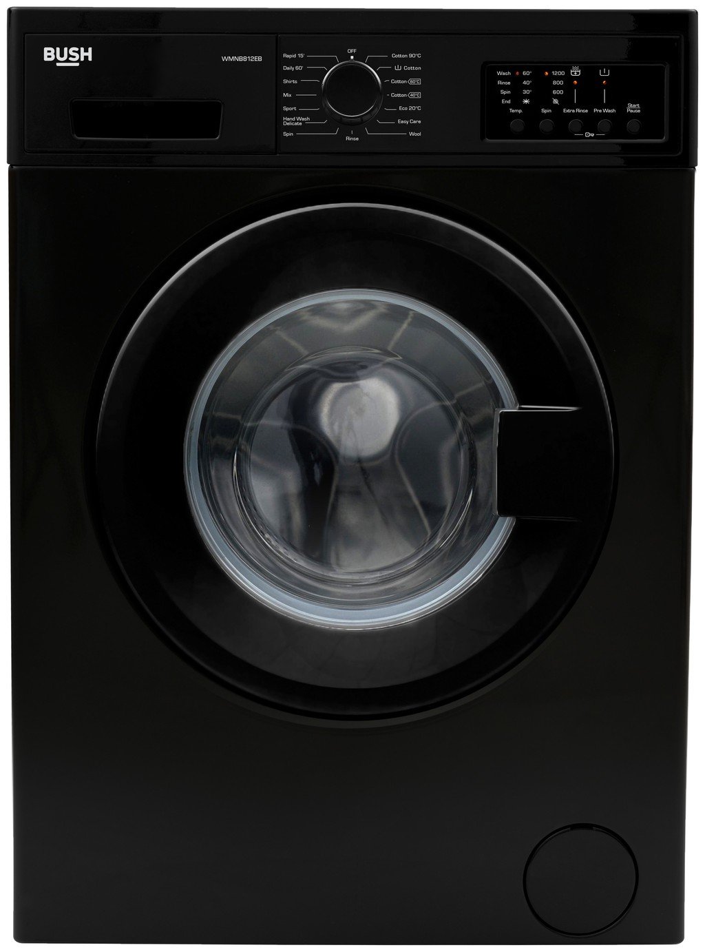 Bush WMNB812EB 8KG 1200 Spin Washing Machine - Black