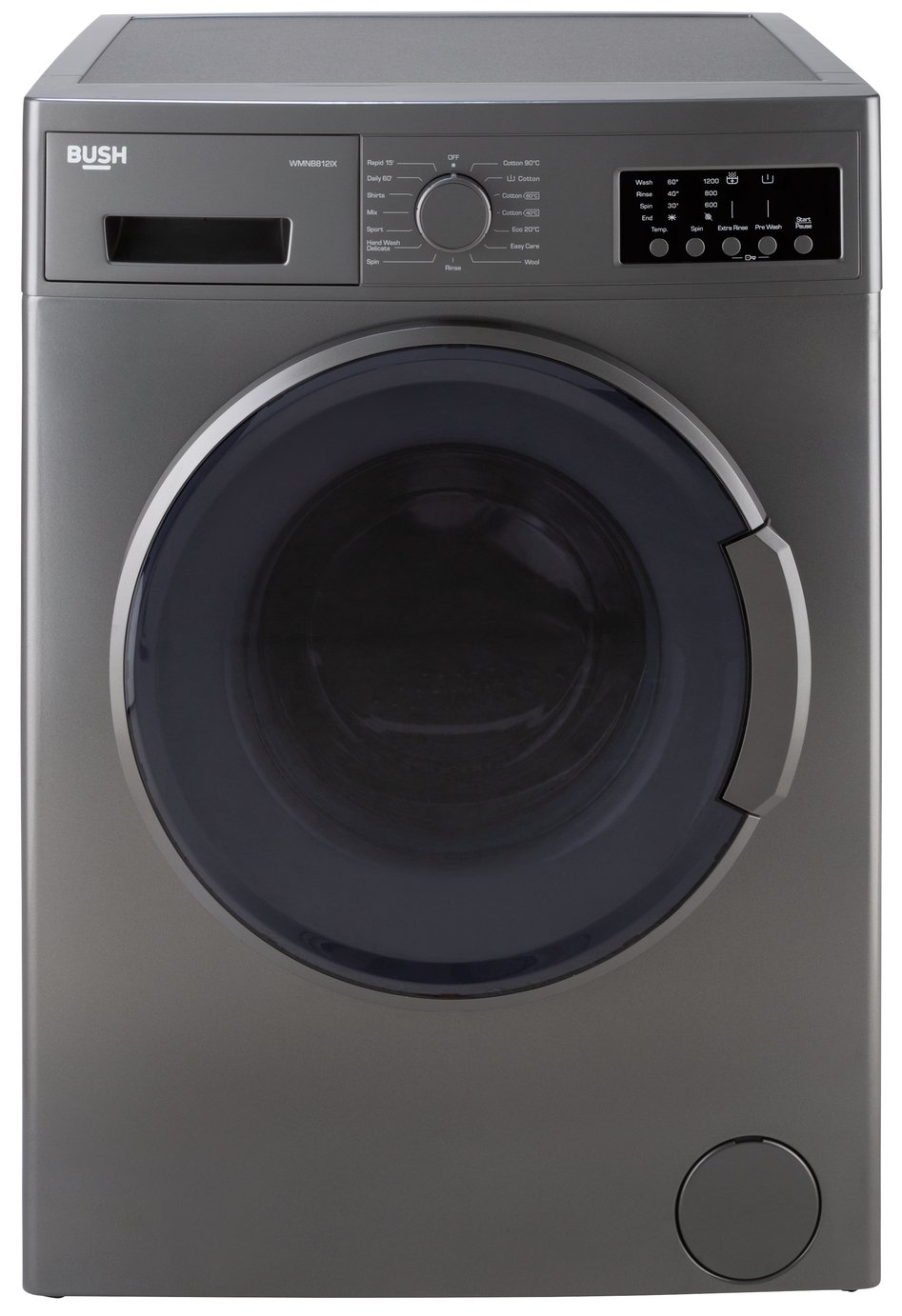 Bush WMNB812IX 8KG 1200 Spin Washing Machine - Inox