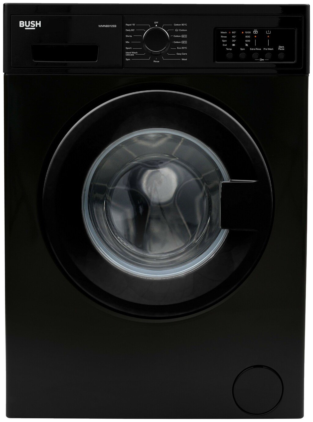 Bush WMNB912EB 9KG 1200 Spin Washing Machine - Black