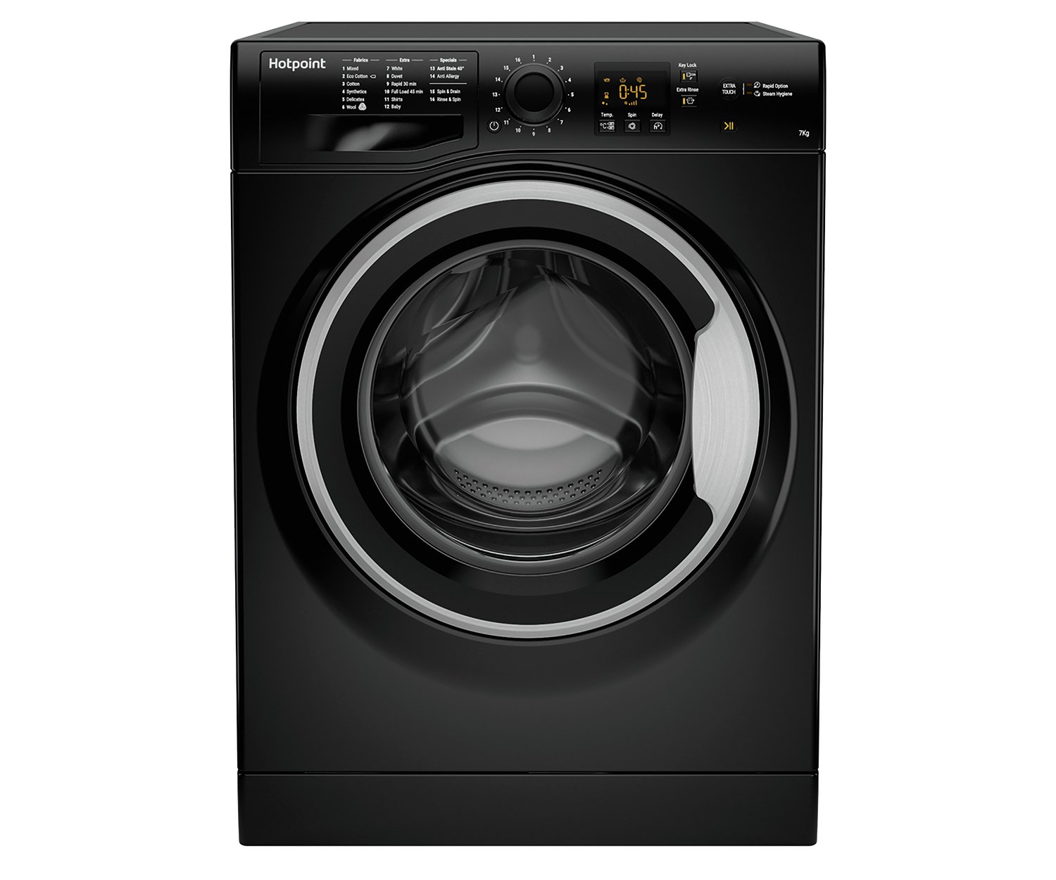 Hotpoint NSWM743UBSUK 7KG 1400 Spin Washing Machine - Black