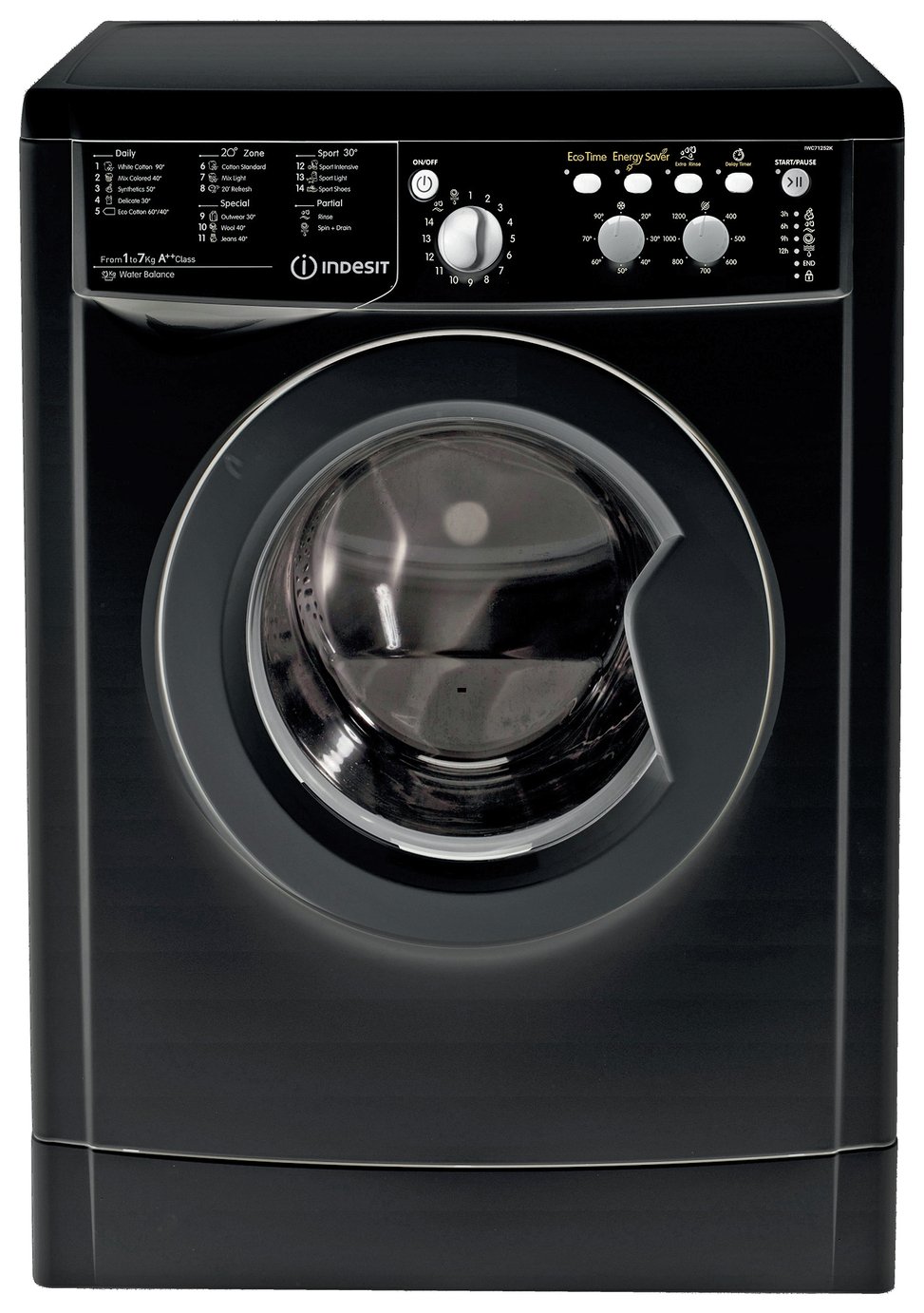 Indesit IWC71252ECOK 7KG 1200 Spin Washing Machine - Black