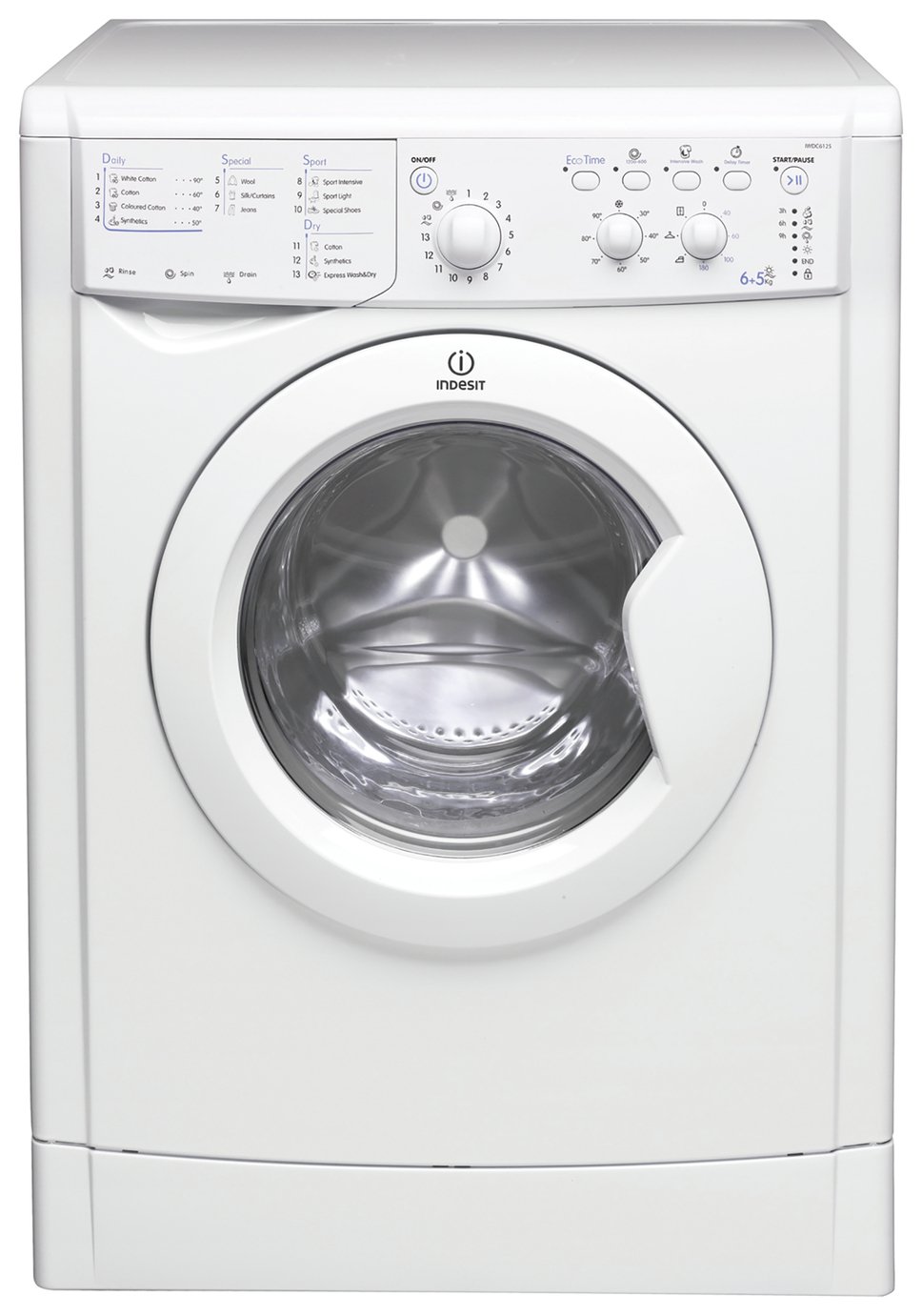 Indesit IWDC6125 6KG / 5KG 1200 Spin Washer Dryer - White