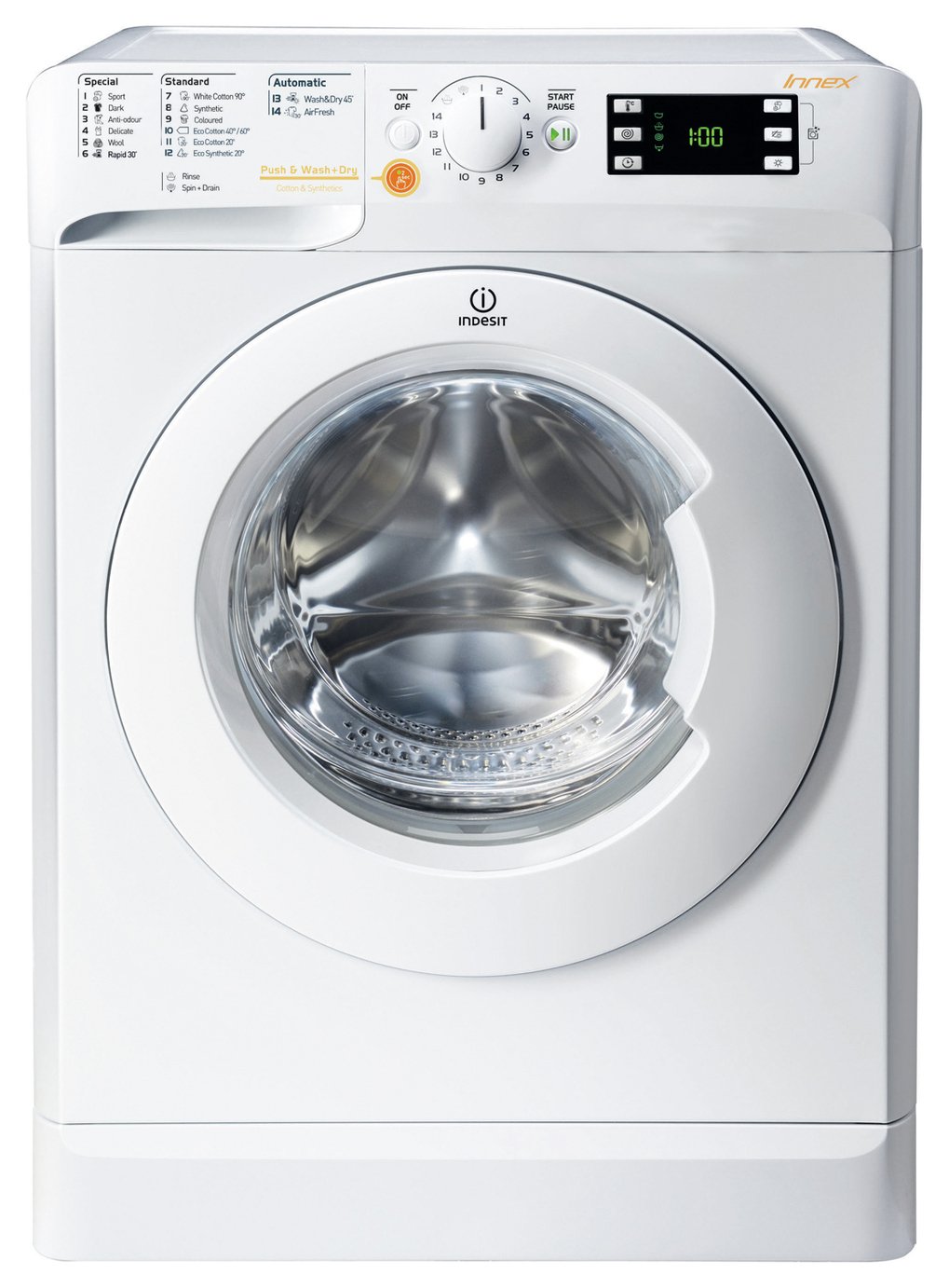 Indesit XWDE1071681X 10KG / 7KG 1600 Spin Washer Dryer White
