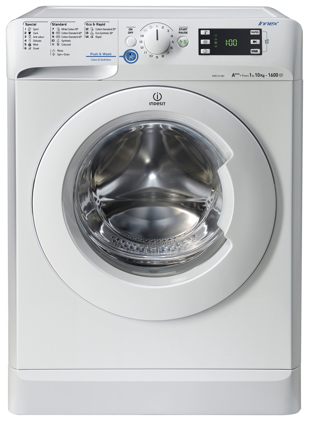 Indesit XWE101683W 10KG 1600 Spin Washing Machine - White