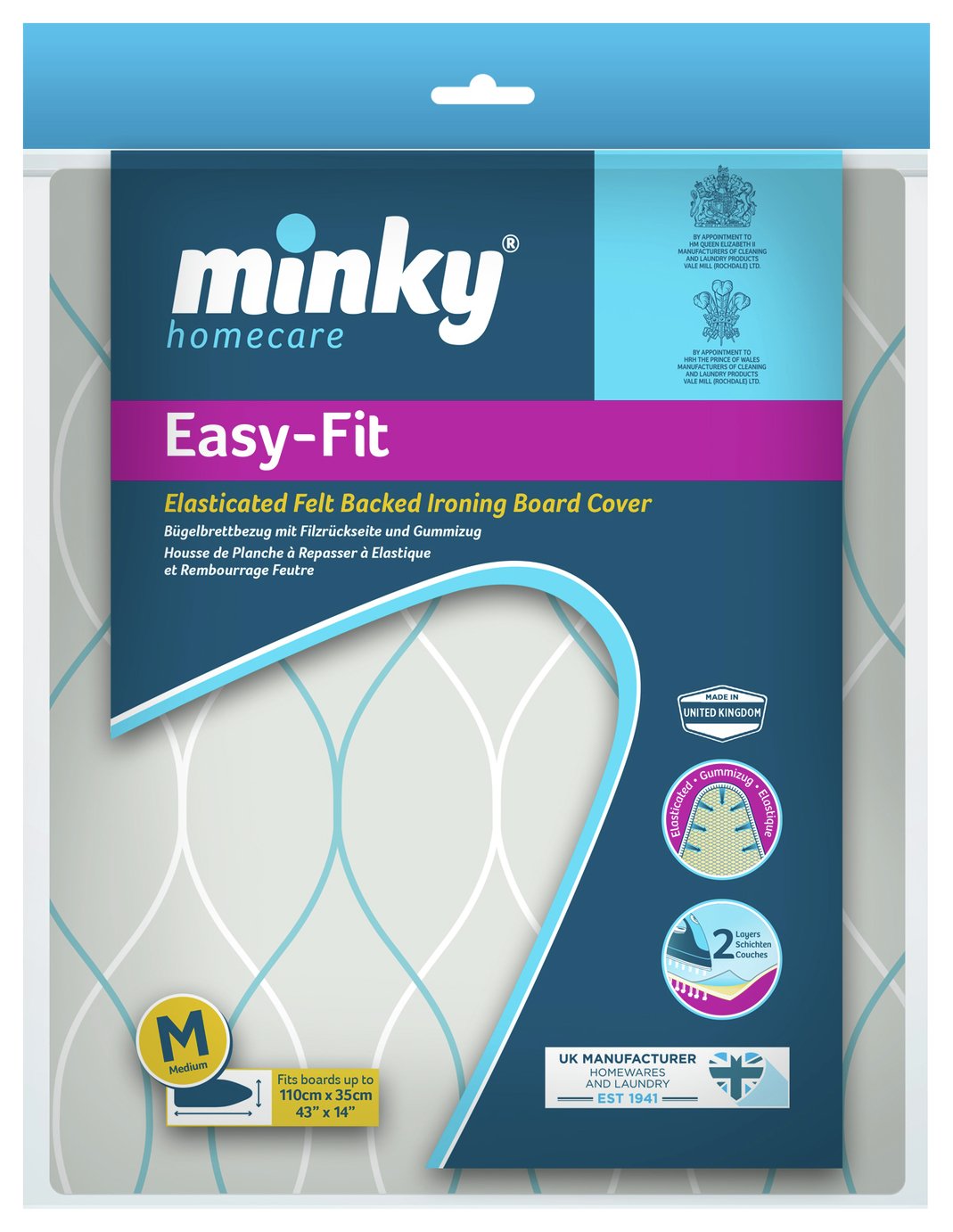 Minky 110 x 35cm Easy Fit Elasticated Ironing Board Cover