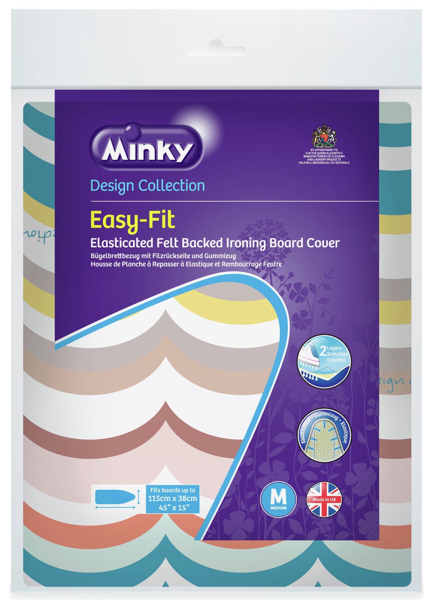 Minky 115 x 38cm Easy-Fit Ironing Board Cover - Multi