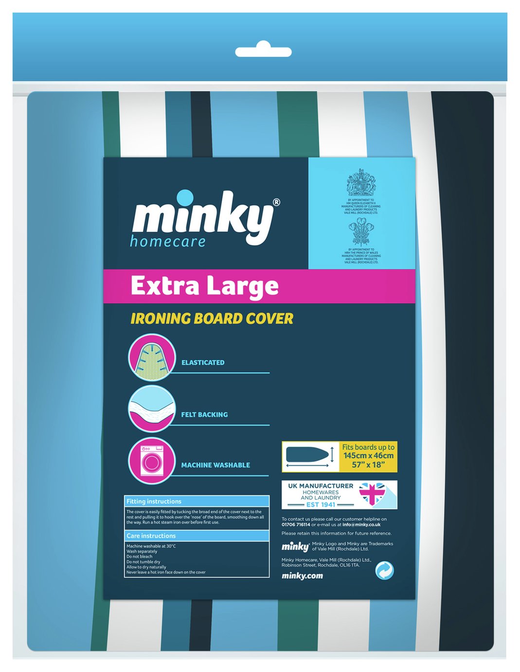 Minky 145 x 46cm XL Elasticated Ironing Board Cover