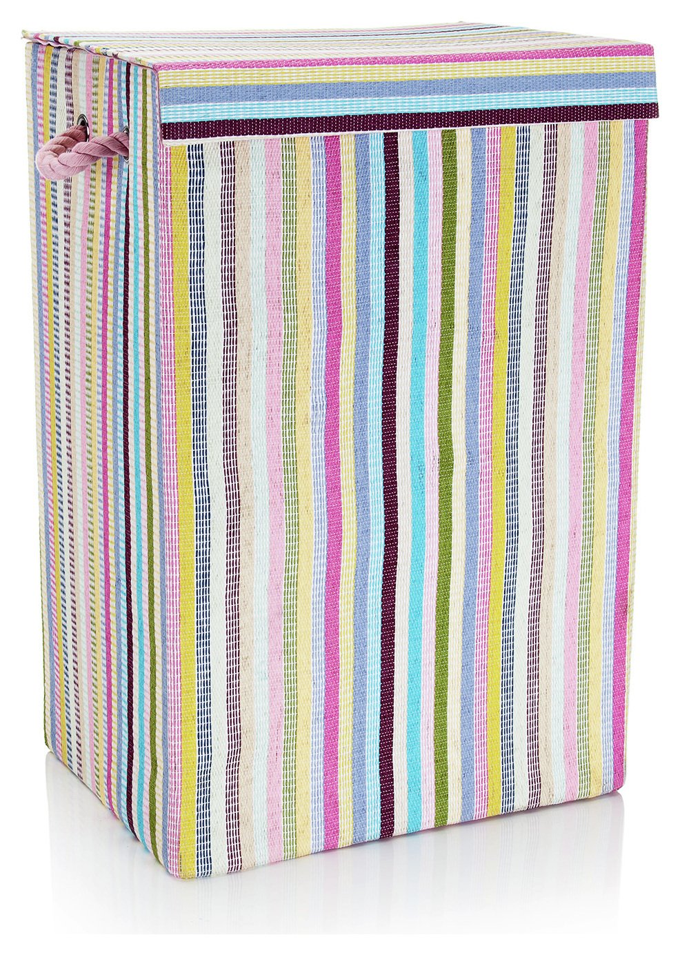 Minky Stripe Laundry Hamper - Multi Coloured.