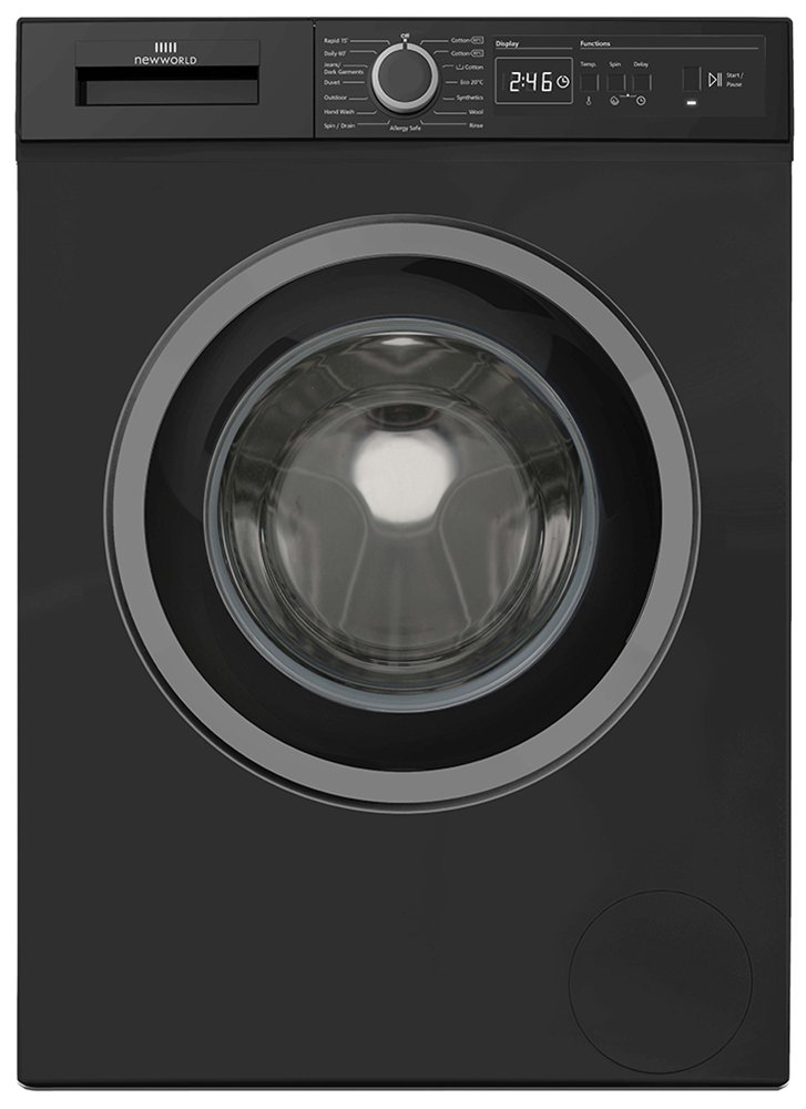 New World NWDHT814B 8KG 1400 Spin Washing Machine - Black