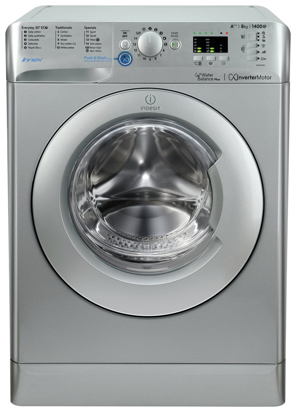 Indesit BWA81483X 8KG 1400 Spin Washing Machine - Silver