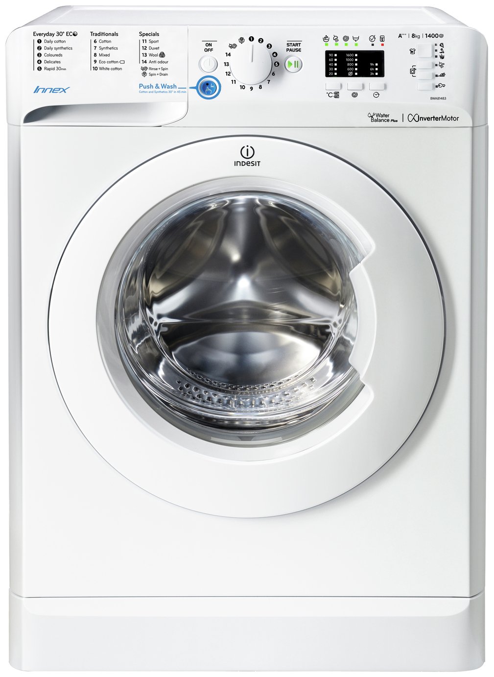 Indesit BWA81483X 8KG 1400 Spin Washing Machine - White