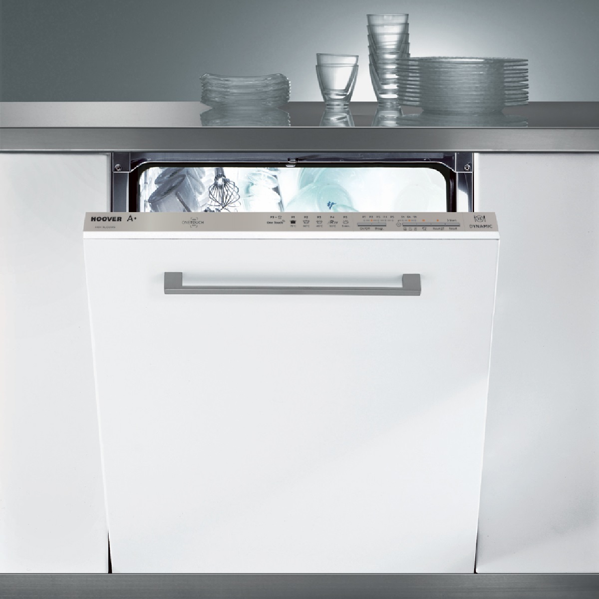 Hoover HDI 1LO38S-80/T Fully Integrated Dishwasher NFC with 13 Place Settings - White with Silver Control Panel