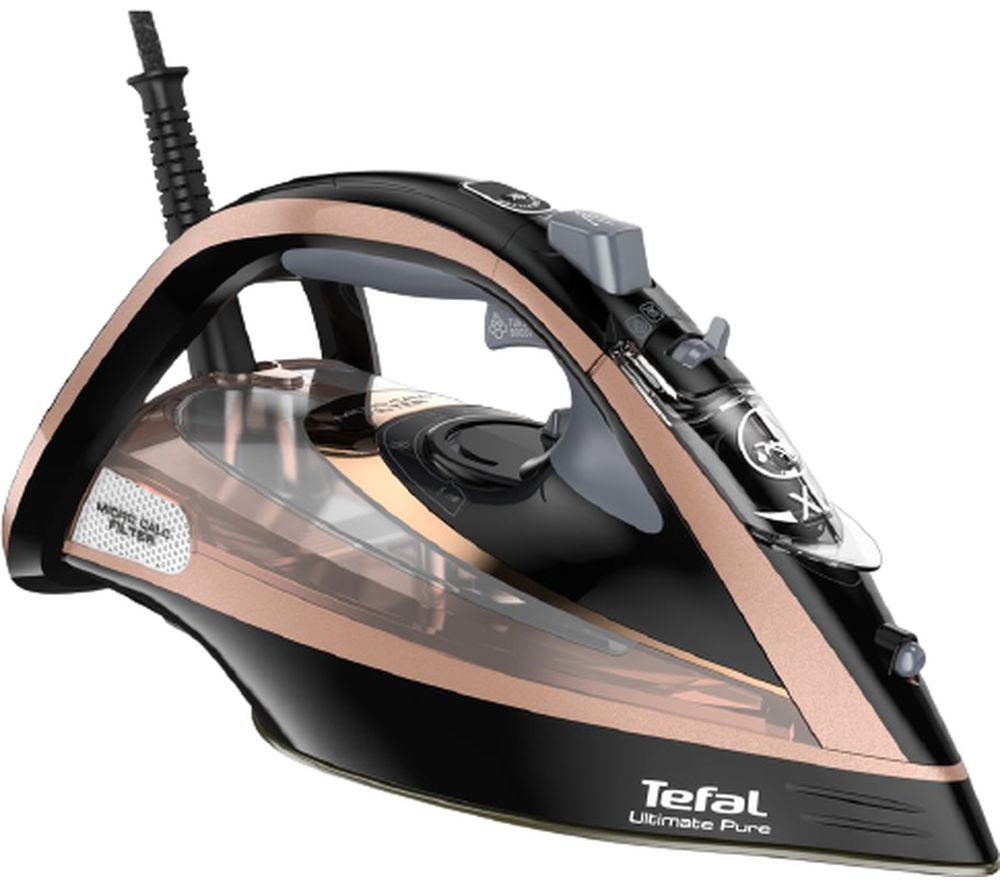 TEFAL Ultimate Pure FV9845 Steam Iron - Black & Rose Gold