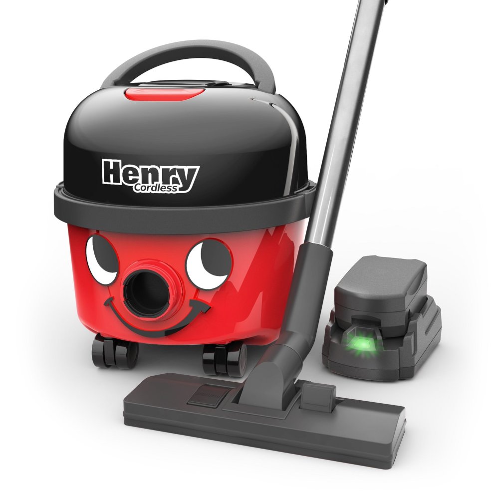 Numatic HVB160 Cordless Henry Cylinder Vacuum Cleaner with 2 x 36 V Batteries for Longer Run Time, 9 Litre, Red/Black